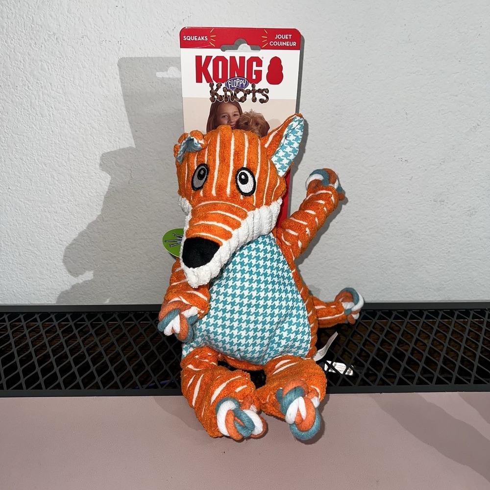 NWT Kong Knots‎ FOX Rope Tug Dog Toy Chew Play Treat Pet NEW